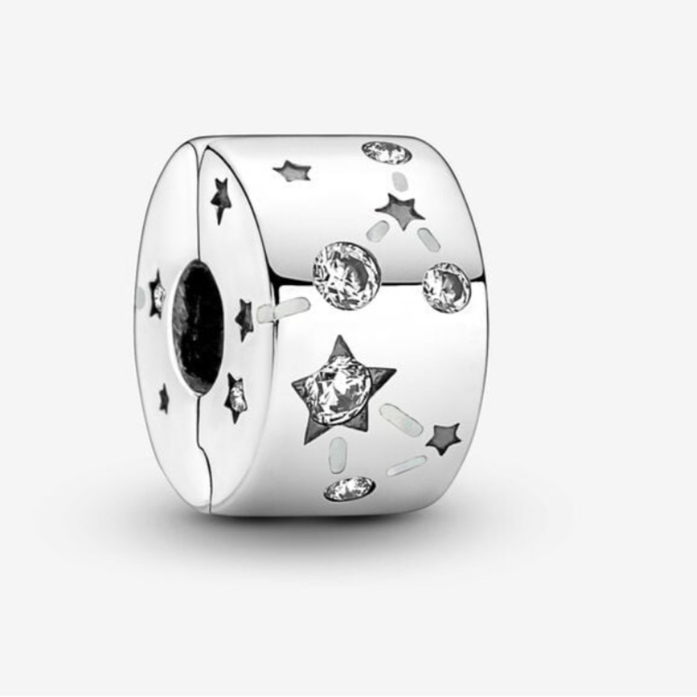BN Authentic Pandora Moments Sterling Silver Stars & Galaxy Clip Charm